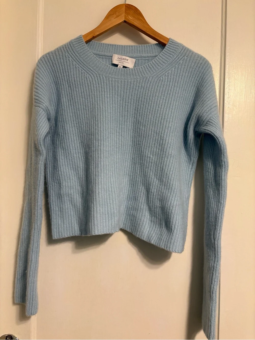 La Ligne Mini Toujours Light Blue Ribbed Crewneck Sweater -XS - Picture 5 of 6